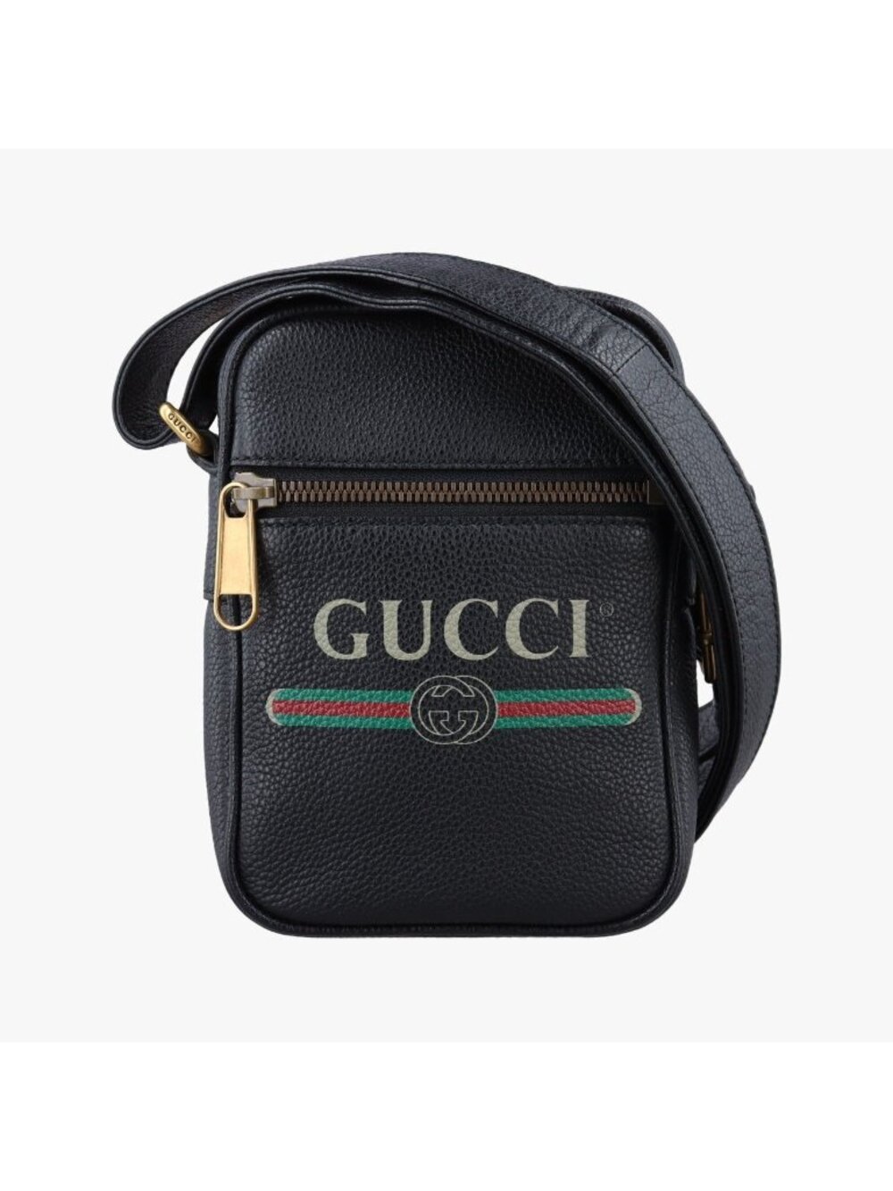 Gucci Print Messenger Black Leather